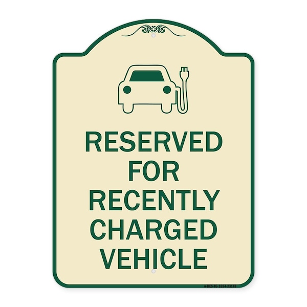 Signmission Reserved for Recently Charged Vehicle W/ Graphic Heavy-Gauge Aluminum Sign, 24" x 18", TG-1824-23178 A-DES-TG-1824-23178 - main